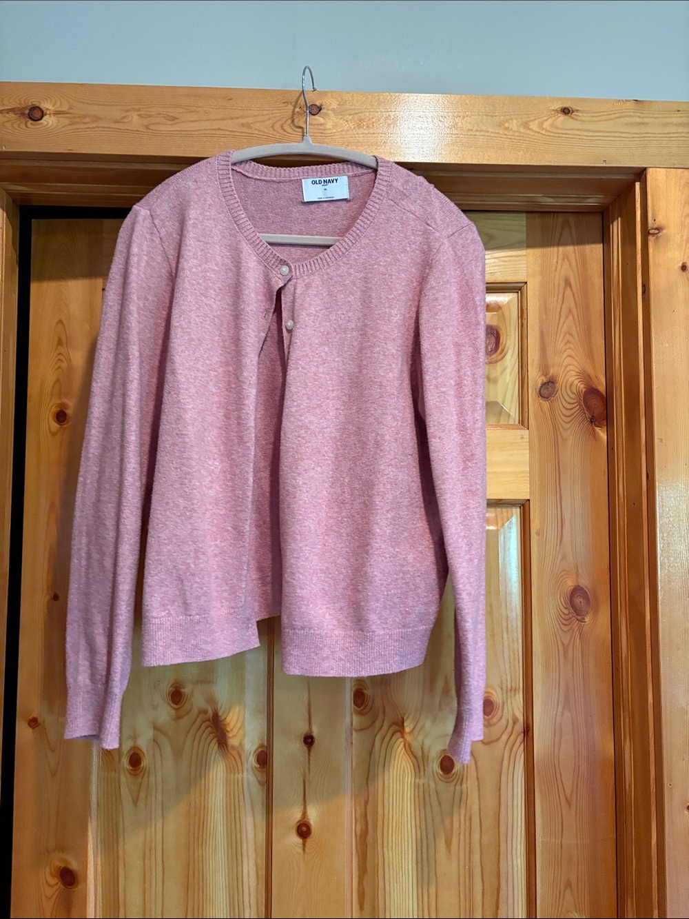 Old Navy Rose Pink Button-Front Crewneck Cardigan